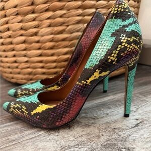 Steve Madden Proto Multi Snake Patterned Pointed High Heels